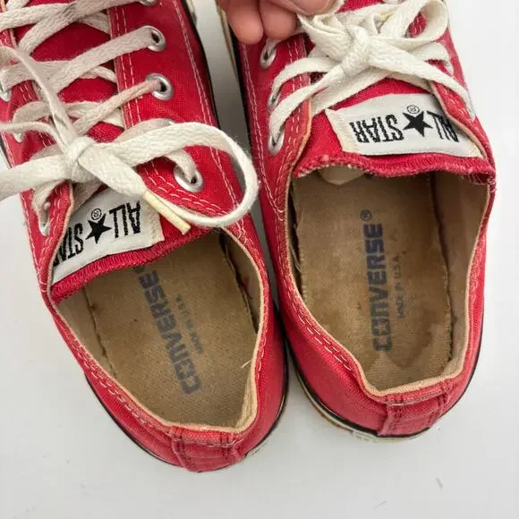 Vintage 90s Converse Chuck Taylor Low Sneakers Shoes Men\'s 8 Red Vintage 1990s Converse Low Tops Red Made in USA Chucks  main image 2